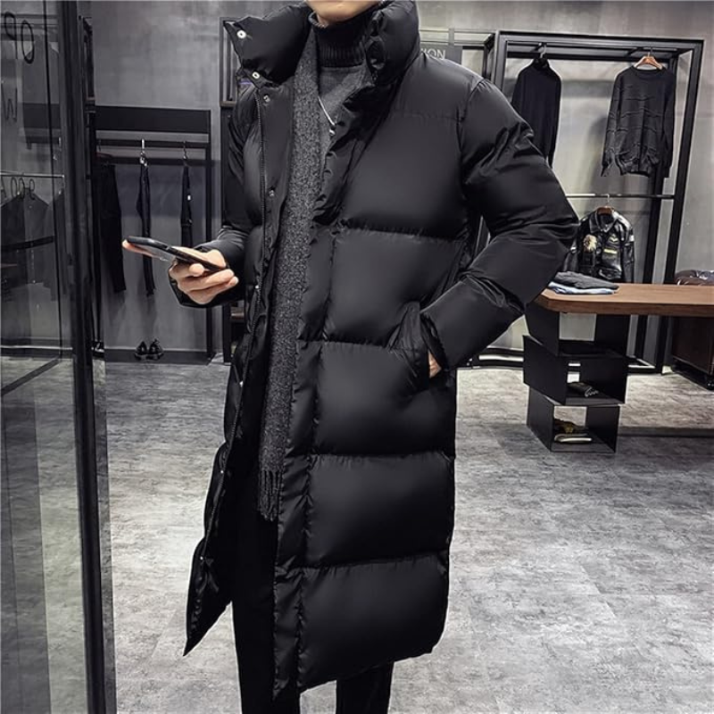 Schwarze Pufferjacke für Herren | Lang