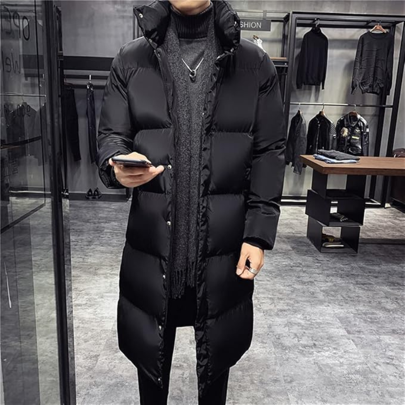 Schwarze Pufferjacke für Herren | Lang