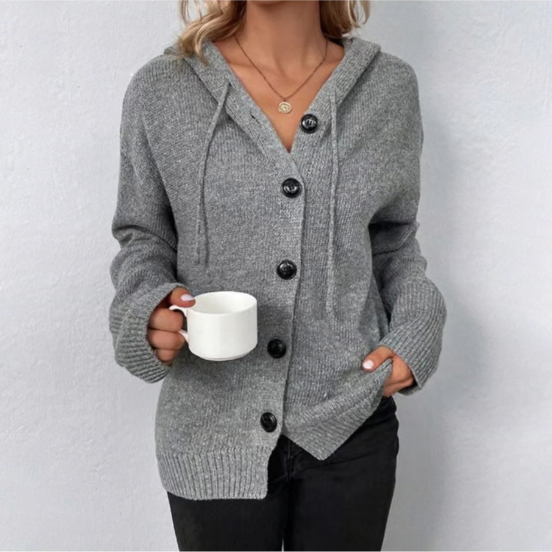 Damen Gestrickt Strickjacke | Knopf Daunen