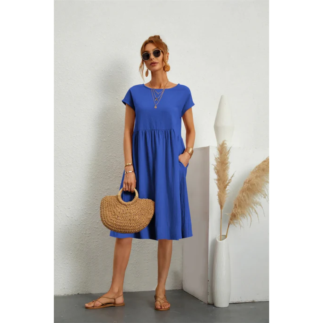 Kurzarm-Sommerkleid für Damen | Midi