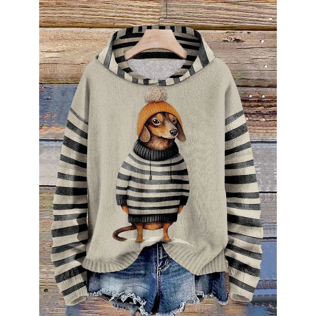 Damen Bedruckter Kapuzenpulli | Gestreift