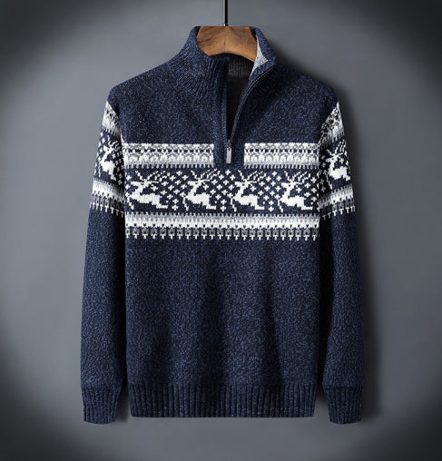 Stehkragen Weihnachtpullover Herren | Reißverschluss