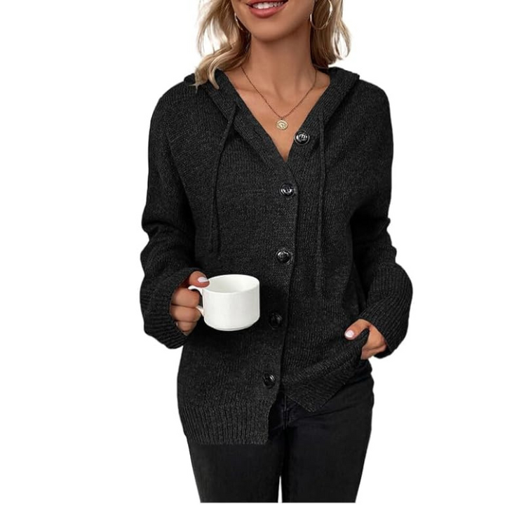 Damen Gestrickt Strickjacke | Knopf Daunen