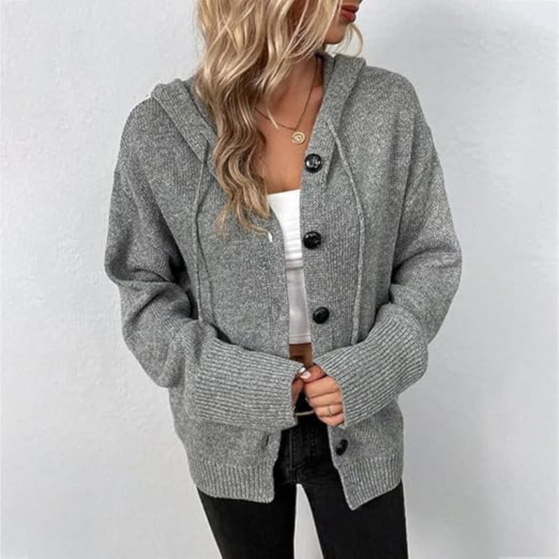 Damen Gestrickt Strickjacke | Knopf Daunen