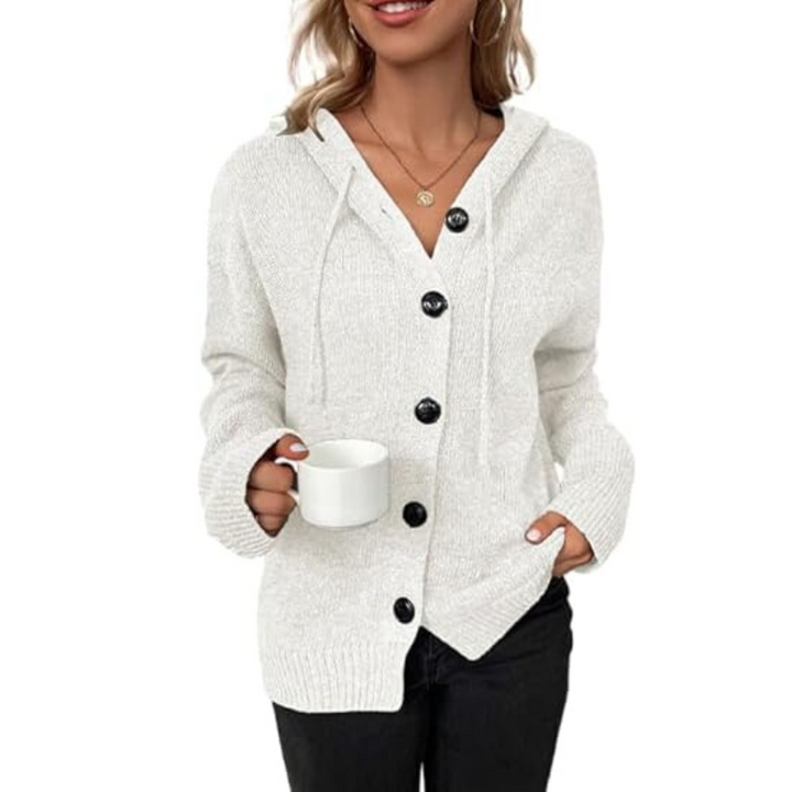 Damen Gestrickt Strickjacke | Knopf Daunen