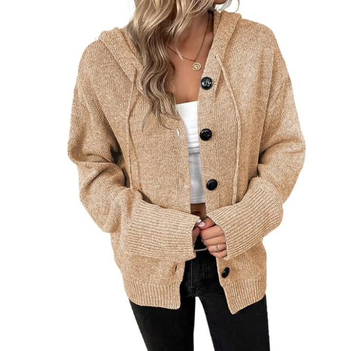 Damen Gestrickt Strickjacke | Knopf Daunen