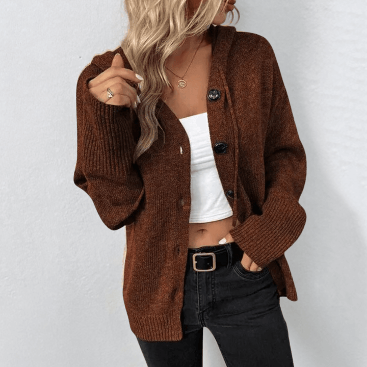 Damen Gestrickt Strickjacke | Knopf Daunen