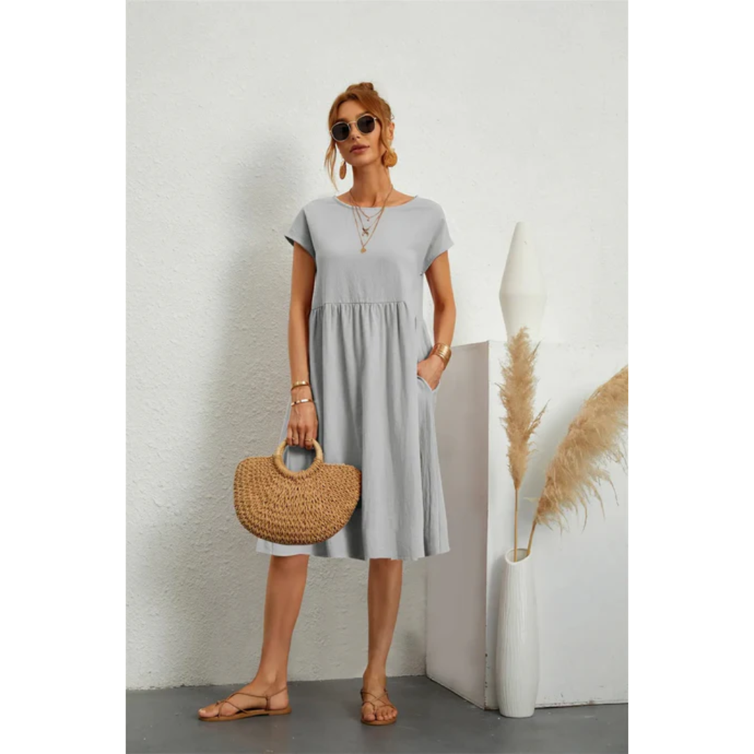 Kurzarm-Sommerkleid für Damen | Midi