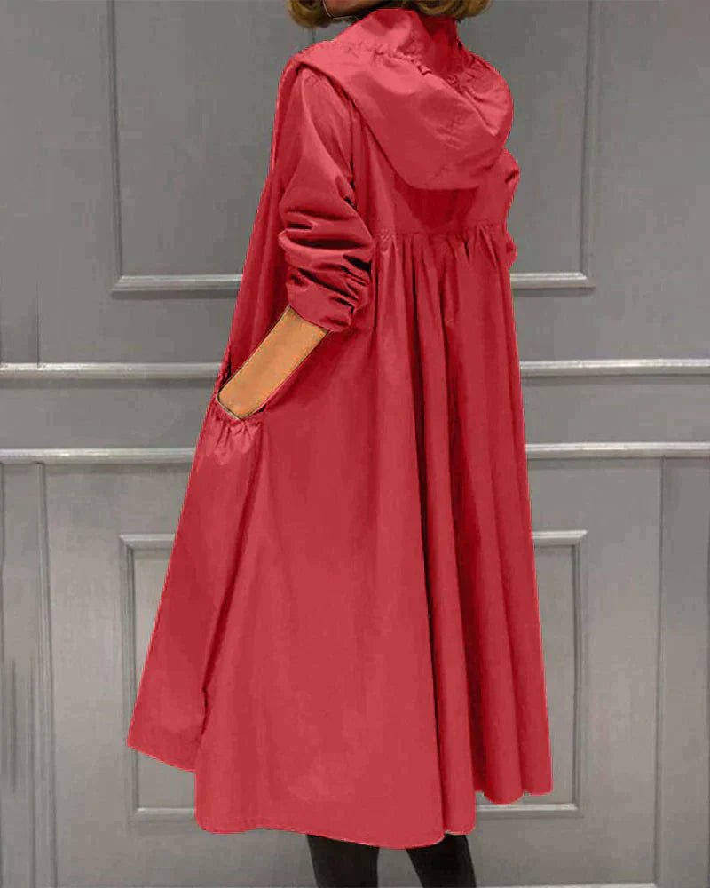 Damen-Freizeitjacke mit Kapuze und Windschutz |  Reißverschluss