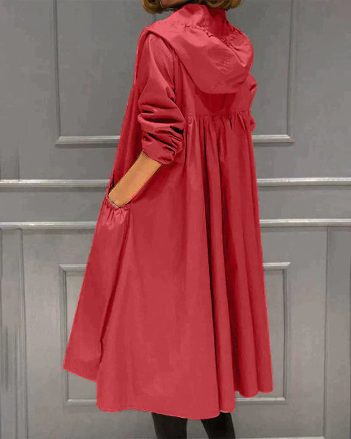 Damen-Freizeitjacke mit Kapuze und Windschutz |  Reißverschluss