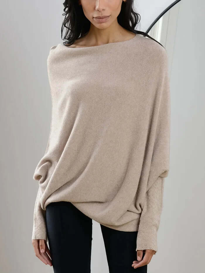 Damen Asymmetrisch Pullover | Langärmeliger