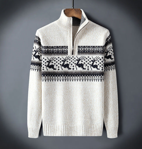 Stehkragen Weihnachtpullover Herren | Reißverschluss