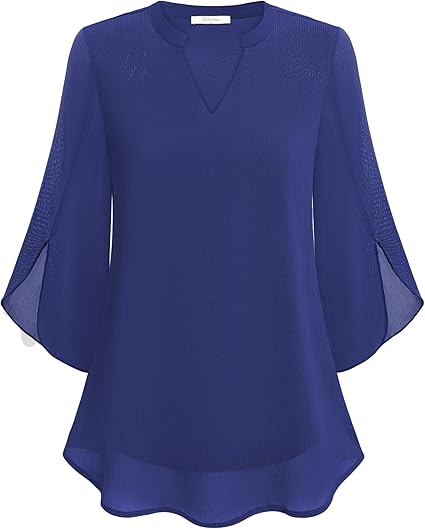 Damen V-Ausschnitt Bluse mit 3/4 Flatterärmeln | Stilvoll