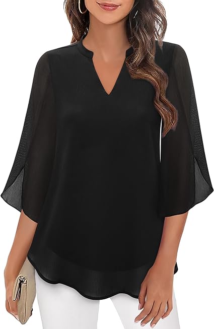 Elegante Bluse Mit 3/4 Ärmeln Für Damen | Formell