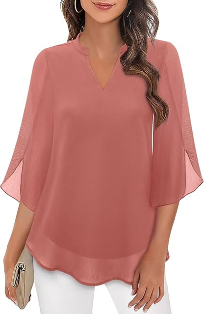 Elegante Bluse Mit 3/4 Ärmeln Für Damen | Formell