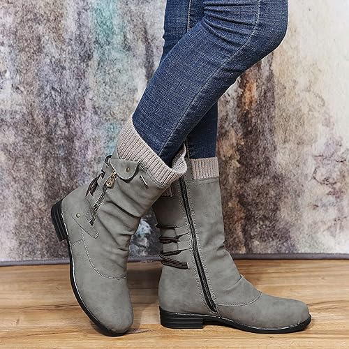 Vintage Winterstiefel Damen | Runde Zehenkappe