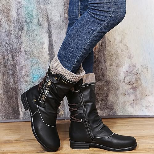 Vintage Winterstiefel Damen | Runde Zehenkappe