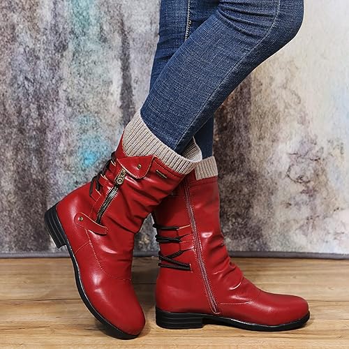 Vintage Winterstiefel Damen | Runde Zehenkappe