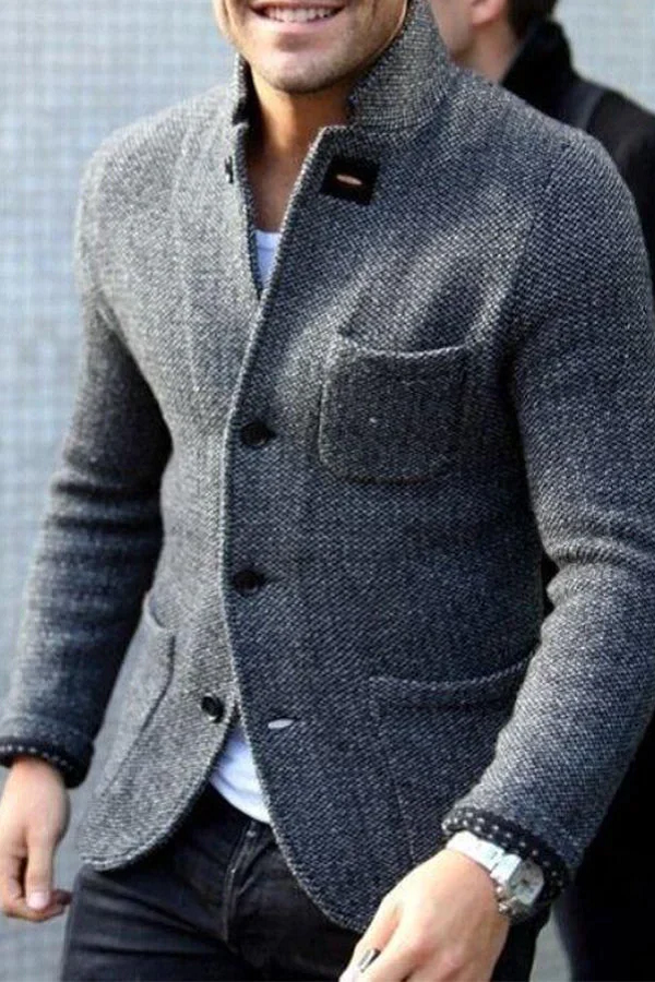 Herren-Strick Blazer mit Knopfleiste | Warme