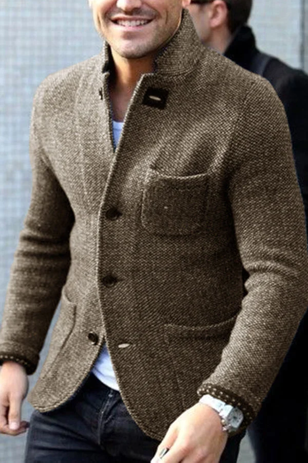Herren-Strick Blazer mit Knopfleiste | Warme