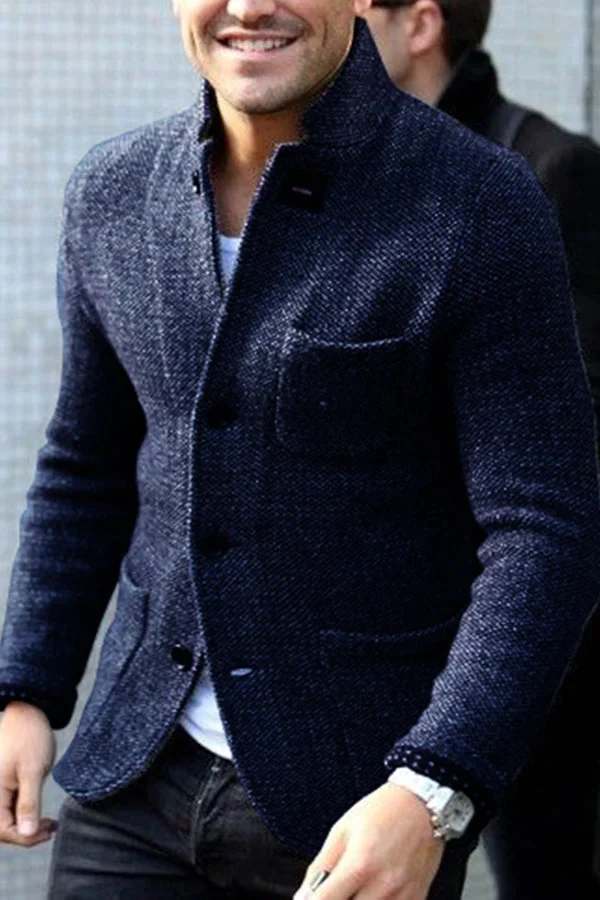 Herren-Strick Blazer mit Knopfleiste | Warme
