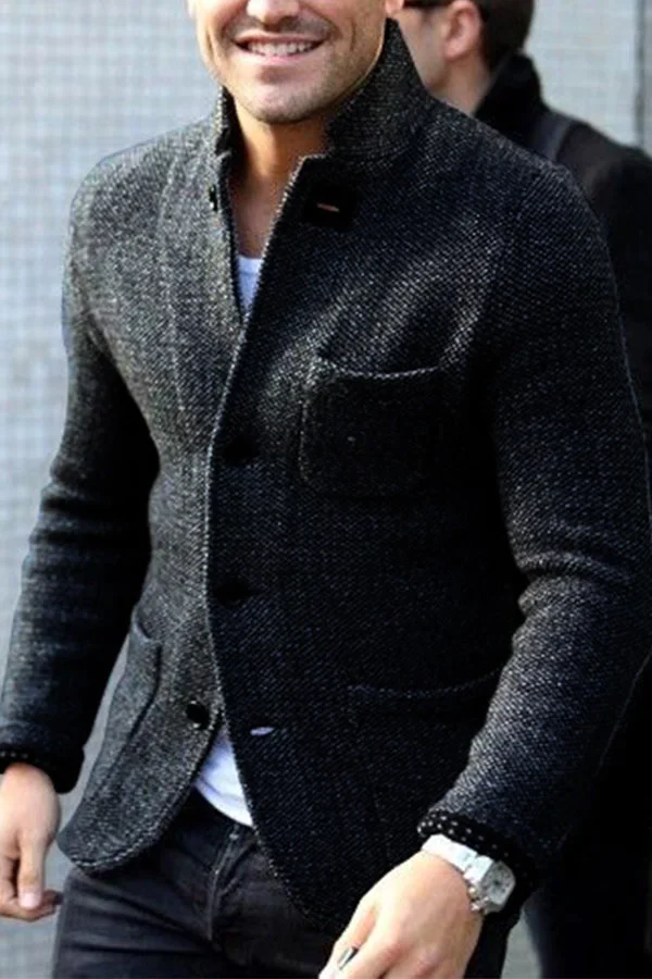 Herren-Strick Blazer mit Knopfleiste | Warme