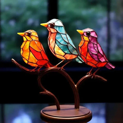 Zeitlose Tischleuchte von LumeBird mit künstlerischer Gestaltung und lebhaften Farben.