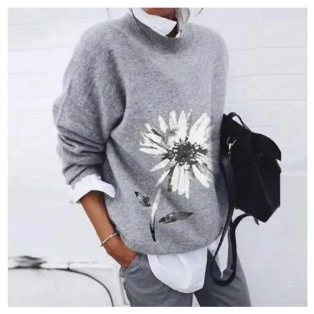 Damen Blumen Lässig Pullover | Warme