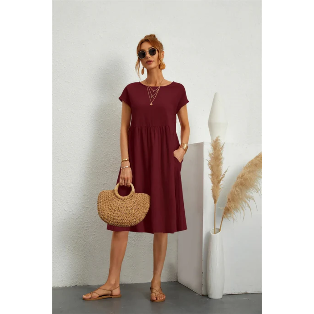 Kurzarm-Sommerkleid für Damen | Midi