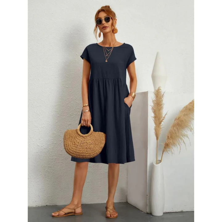 Kurzarm-Sommerkleid für Damen | Midi