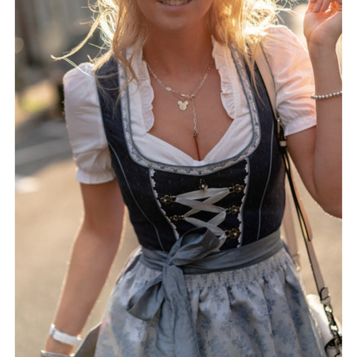 Damen Modernes Grau Oktoberfest Dirndl Kleid