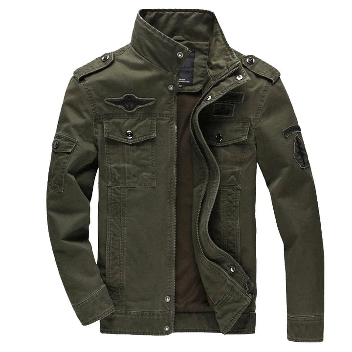 Herren Armee Grün Biker Jacke | mit Reißverschluss
