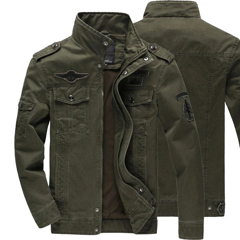 Herren Armee Grün Biker Jacke | mit Reißverschluss