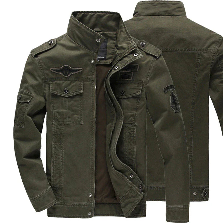 Herren Armee Grün Biker Jacke | mit Reißverschluss