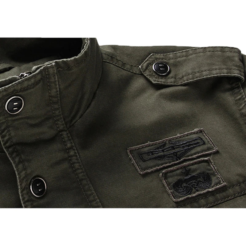 Herren Armee Grün Biker Jacke | mit Reißverschluss