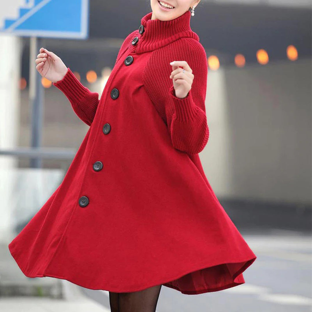 Damen Langer Winter Mantel | Schildkrötenhals