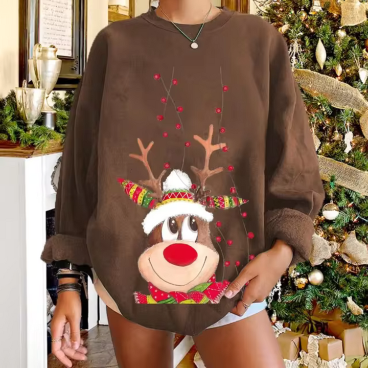 Weihnachtpullover Damen | Rentierdruck