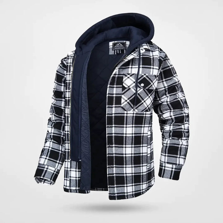 Warme Karierte Herrenjacke | Kapuze