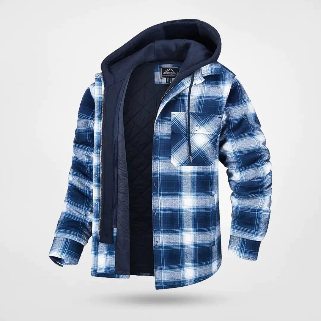 Warme Karierte Herrenjacke | Kapuze