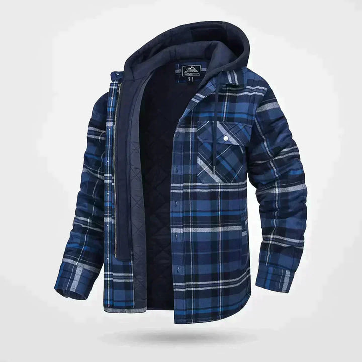 Warme Karierte Herrenjacke | Kapuze