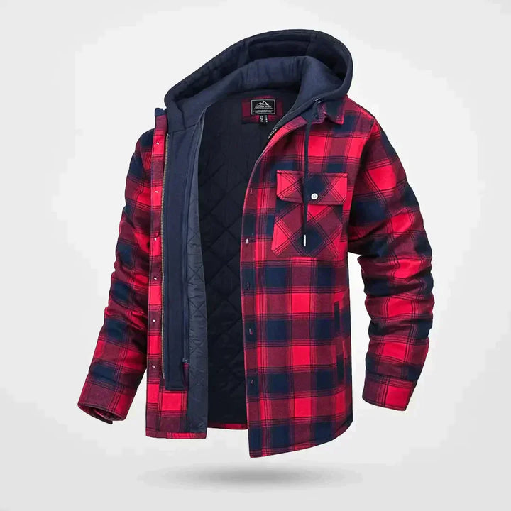 Warme Karierte Herrenjacke | Kapuze