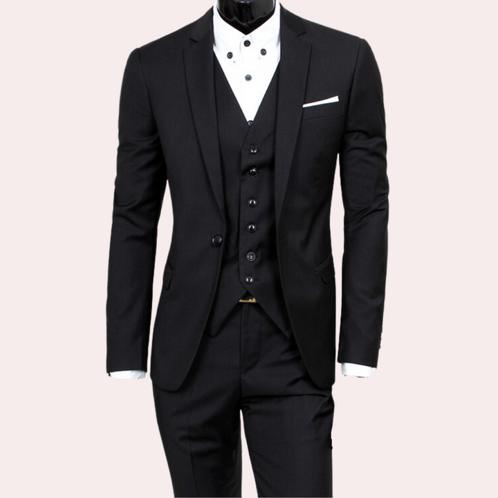 Herren Stylischer 3-teiliger Hochzeitsgast-Anzug | Schlanke Passform