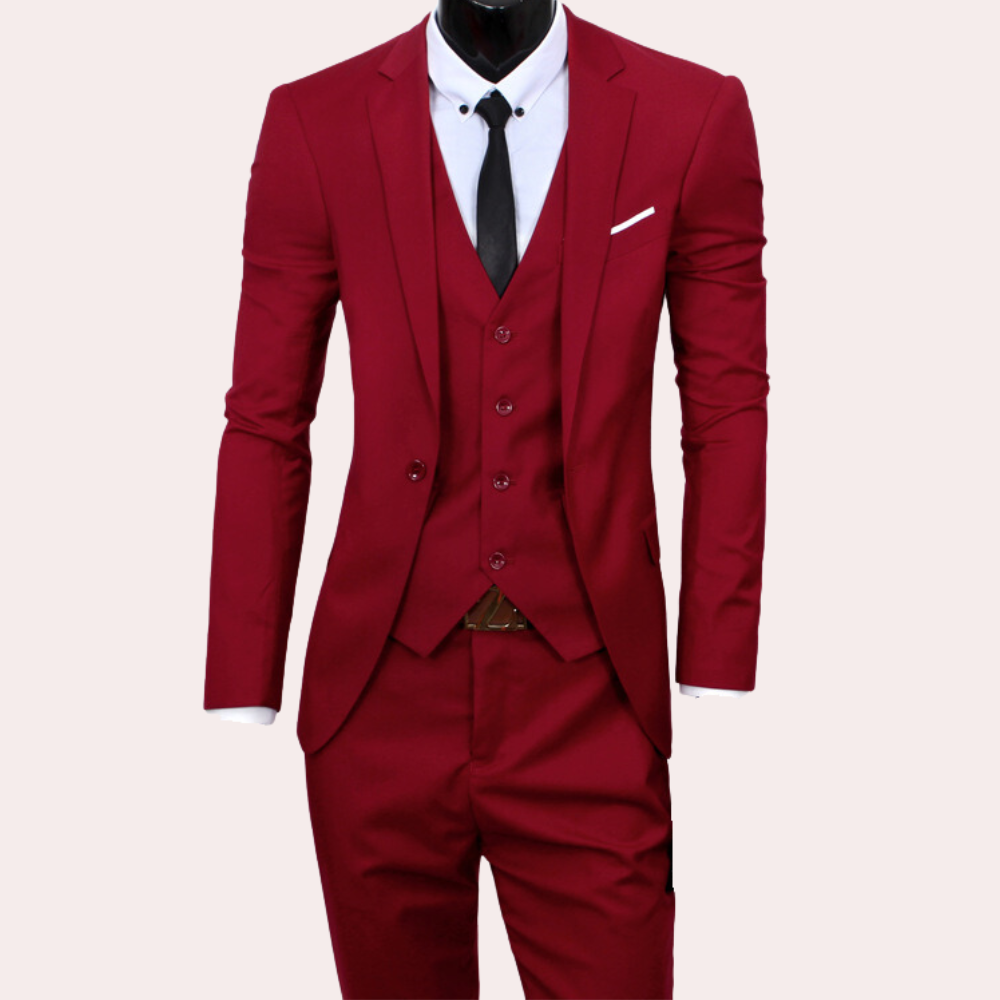 Herren Stylischer 3-teiliger Hochzeitsgast-Anzug | Schlanke Passform