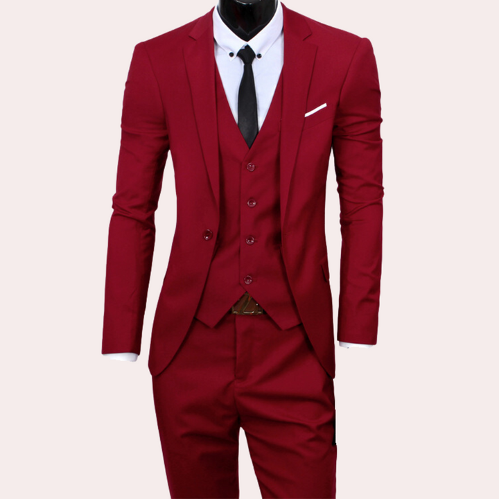 Herren Stylischer 3-teiliger Hochzeitsgast-Anzug | Schlanke Passform