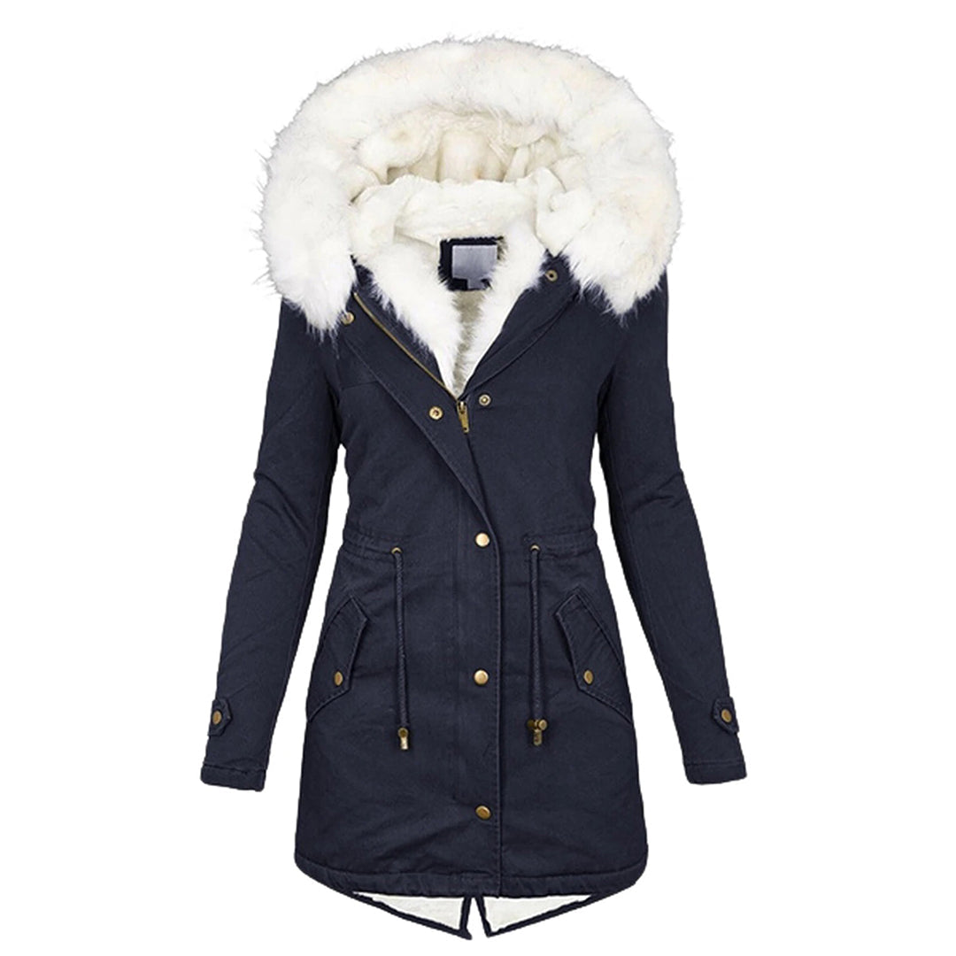 Damen Winter Mit Kapuze Jacke | Schaltfläche Einzelheiten