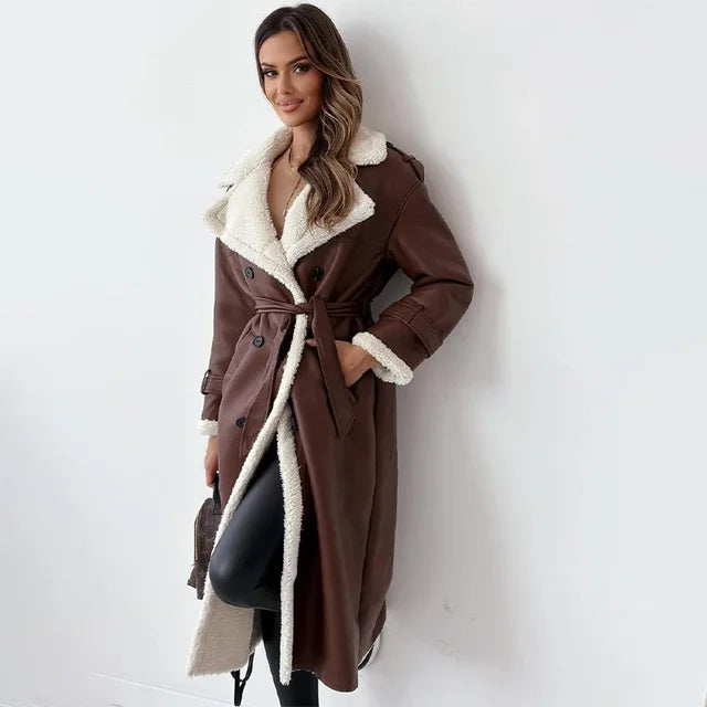 Damen Lange Warmer Trench Mantel | Maßgeschneidert Passform