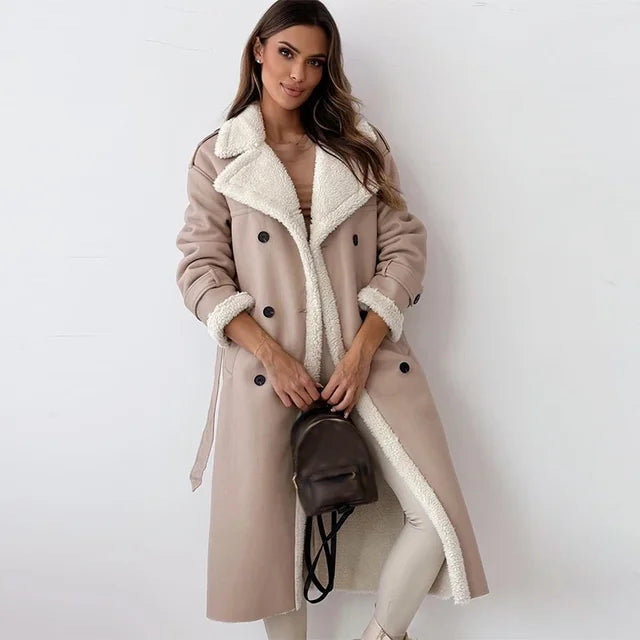 Damen Lange Warmer Trench Mantel | Maßgeschneidert Passform