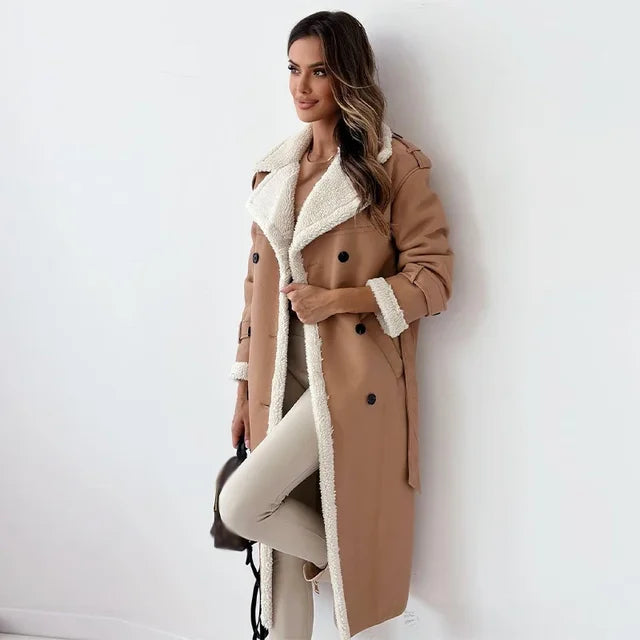 Damen Lange Warmer Trench Mantel | Maßgeschneidert Passform
