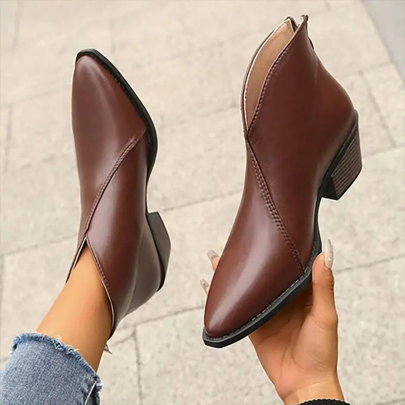 Spitze Zehen Winterstiefel Damen | Knöchellänge