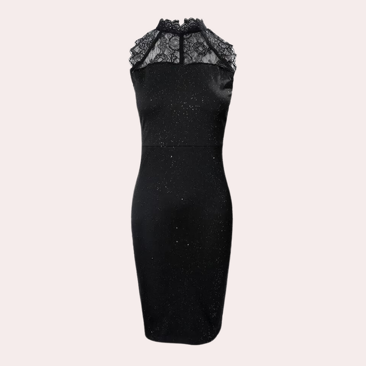 Damen Schwarz Paillettenkleid | Mini